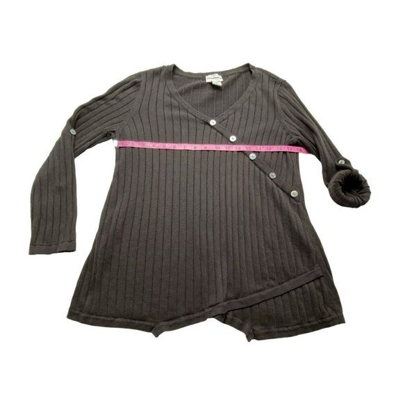 SOFT SURROUNDINGS Sweater Pullover Long Sleeve Button Accents Brown PM 5-32 - Picture 6 of 15